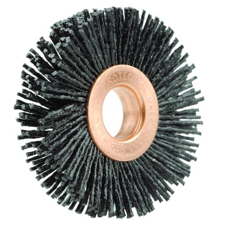 Weiler Burr-Rx 2" Dia Wheel Brush, .035/80CG Crimped Fill, 1/2" Arbor Hole 17555